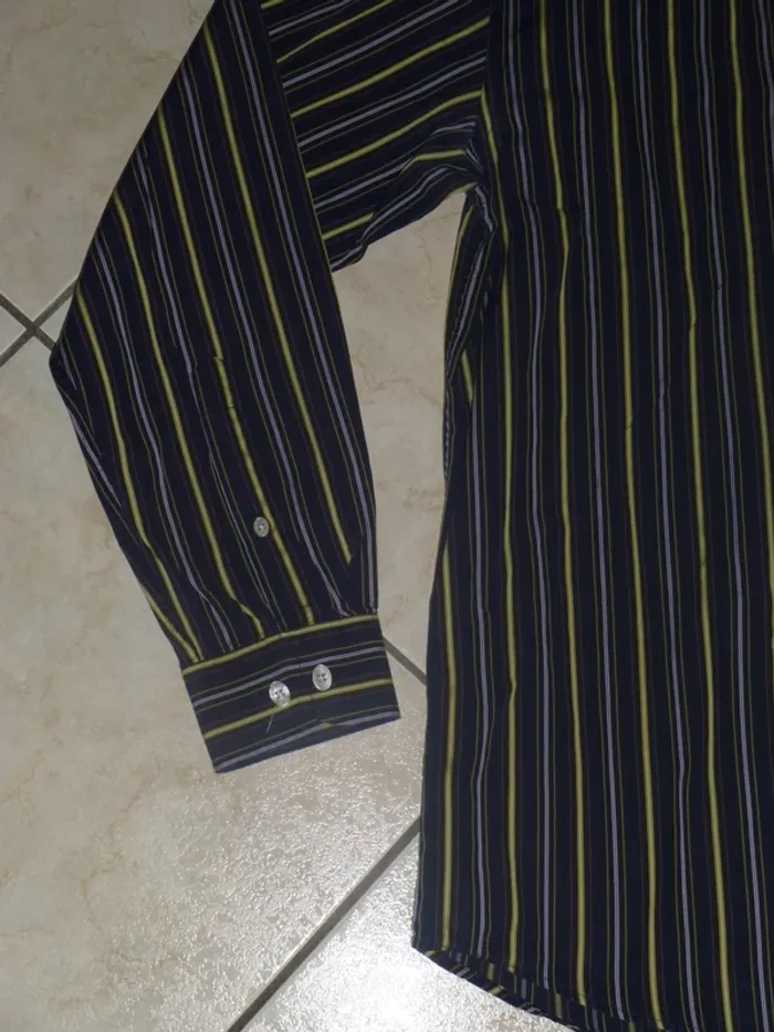 chemise manche longue rayé noir Eden PARK team taille M - photo numéro 3