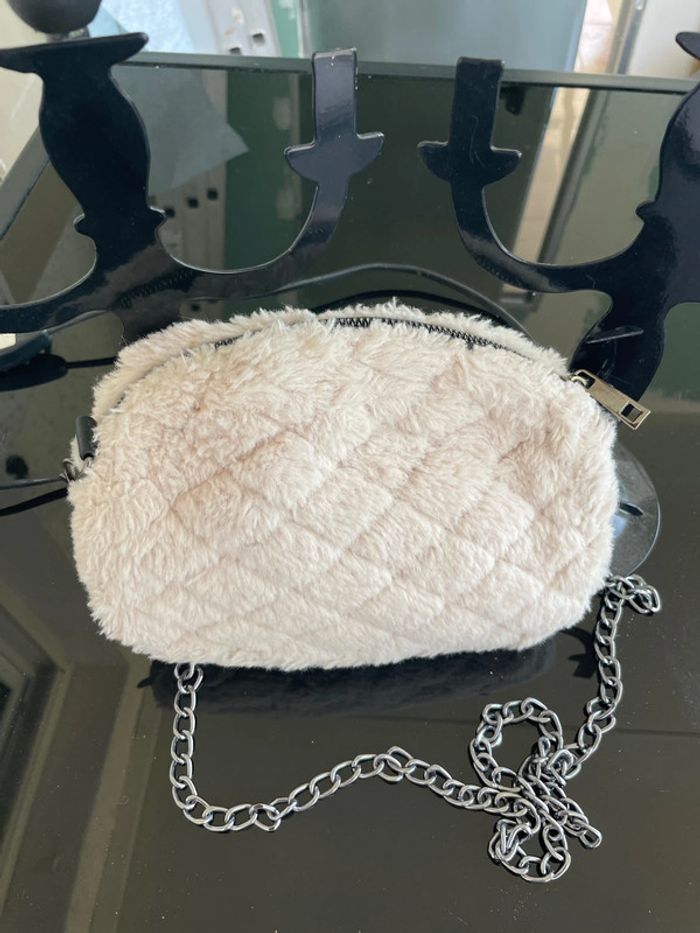 Petit sac, fausse fourrure blanc - photo numéro 7