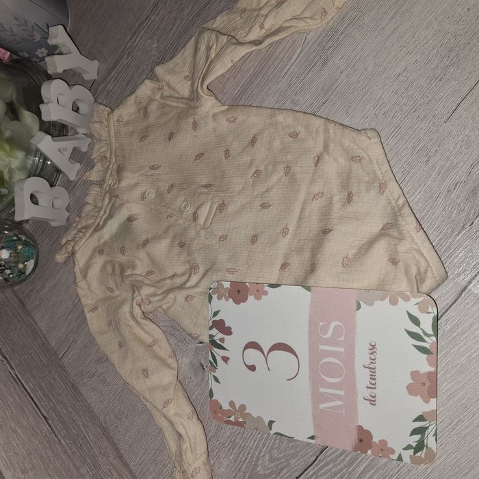 Body avec col 3 mois kiabi motif feuille - photo numéro 4