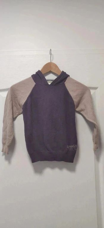 Pull léger à capuche violet et sable Vertbaudet 6 ans