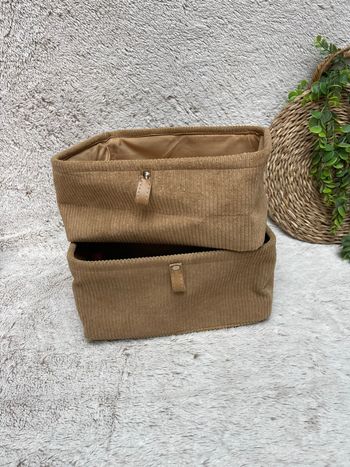 Lot de 2 paniers en velours marron - GIFI 