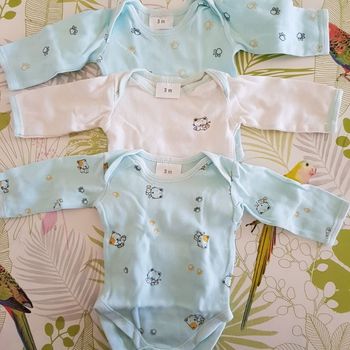 Lot de 3 bodys manches longues taille 3 mois