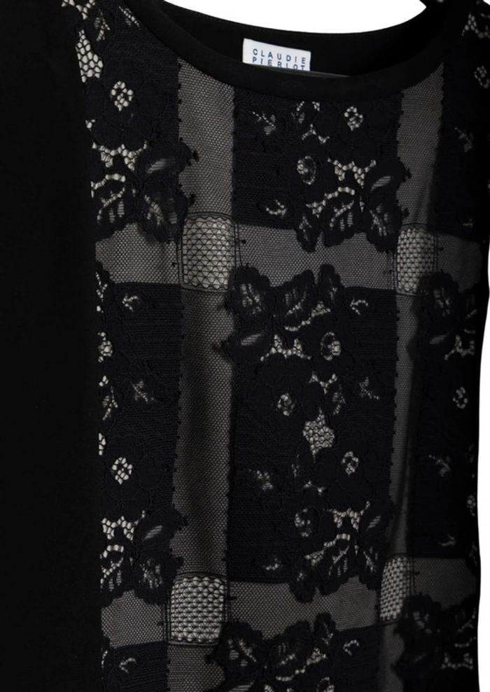 Robe noire détails en dentelle Claudie Pierlot Taille 36 - photo numéro 3