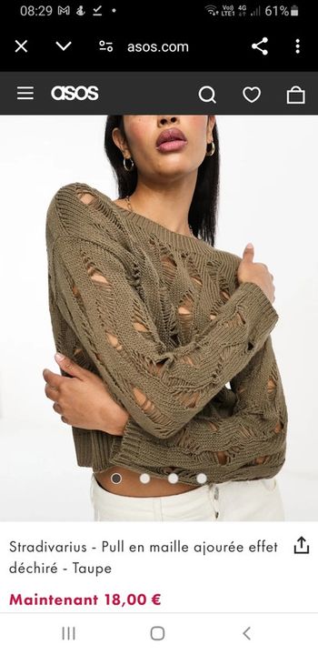 Pull en.maille ajourée kaki