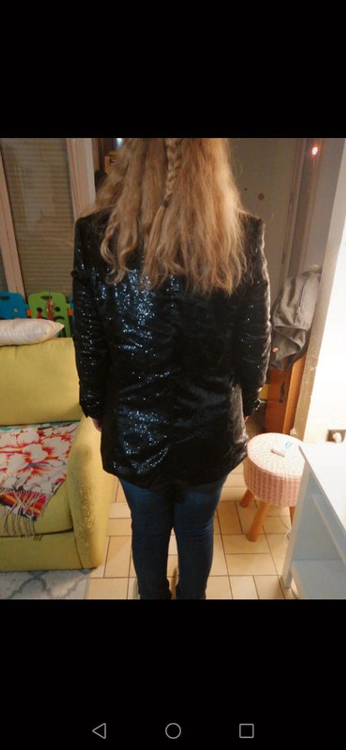 Veste blazer noire pailletée - photo numéro 7