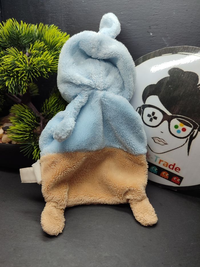 Doudou ours déguisé lapin bleu marron grain de blé zannier beige costume 3842 - photo numéro 2