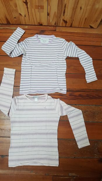 Lot de 2 Tshirts sport à rayures manches longues fille