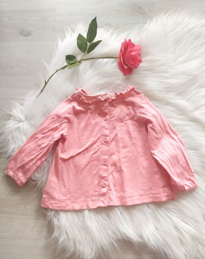 Tee-shirt manches longues bébé fille 18 mois coton corail - photo numéro 2