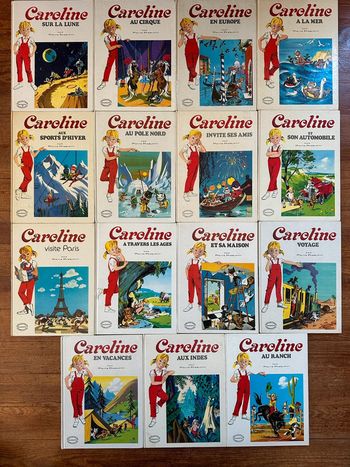 Pierre Probst - TBE - Lot de 15 Grands Albums Hachette Caroline livres anciens blancs bd