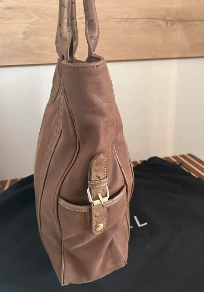 Caroll sac à main, cabas en cuir beige, Camel taupe - photo numéro 6