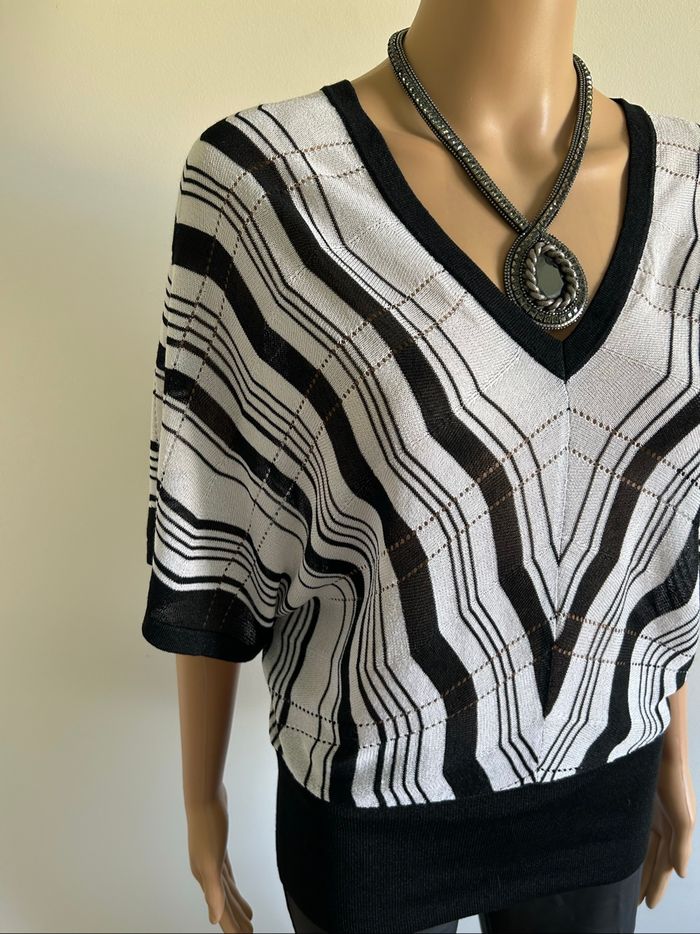 Pull noir et blanc à manches courtes Morgan taille M excellent état - photo numéro 4