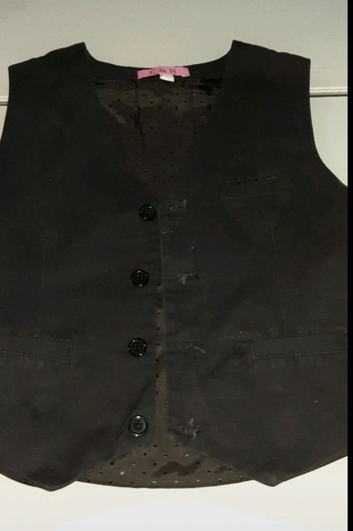 Ensemble chic garçon 8 ans- Chemise+ Gilet costume noir C&H - photo numéro 5