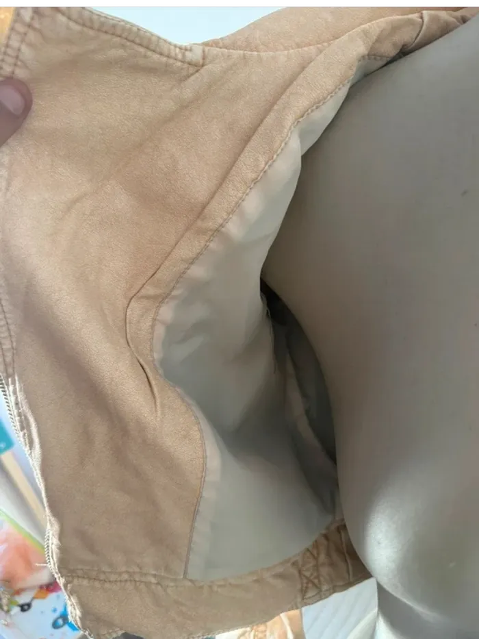 Veste beige légère style motard – Marque 2 Elles – Taille XS - photo numéro 5
