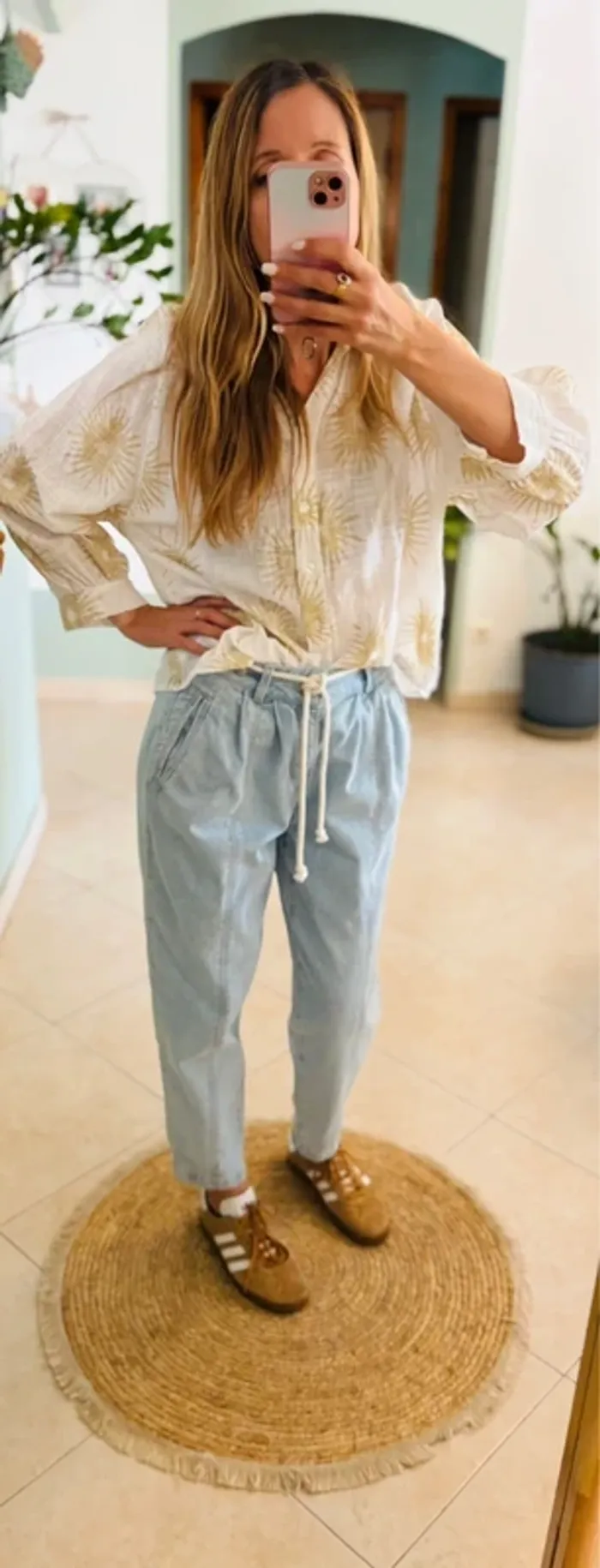Blouse bohème blanche motifs dorés taille unique - photo numéro 7