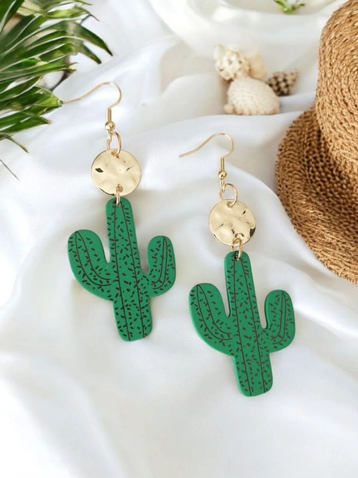 Boucles d'oreilles cactus - acier inoxydable - tendance bohème 🌵