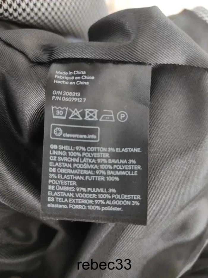 Veste blazer ajusté pied de poule h&m noir et blanc - photo numéro 7