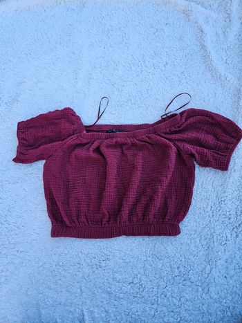 Top Bardot court Rouge Framboise