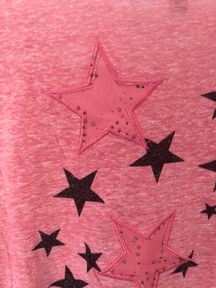 Pull col V, rose chiné avec des étoiles , Purple Queen, Taille unique - photo numéro 6