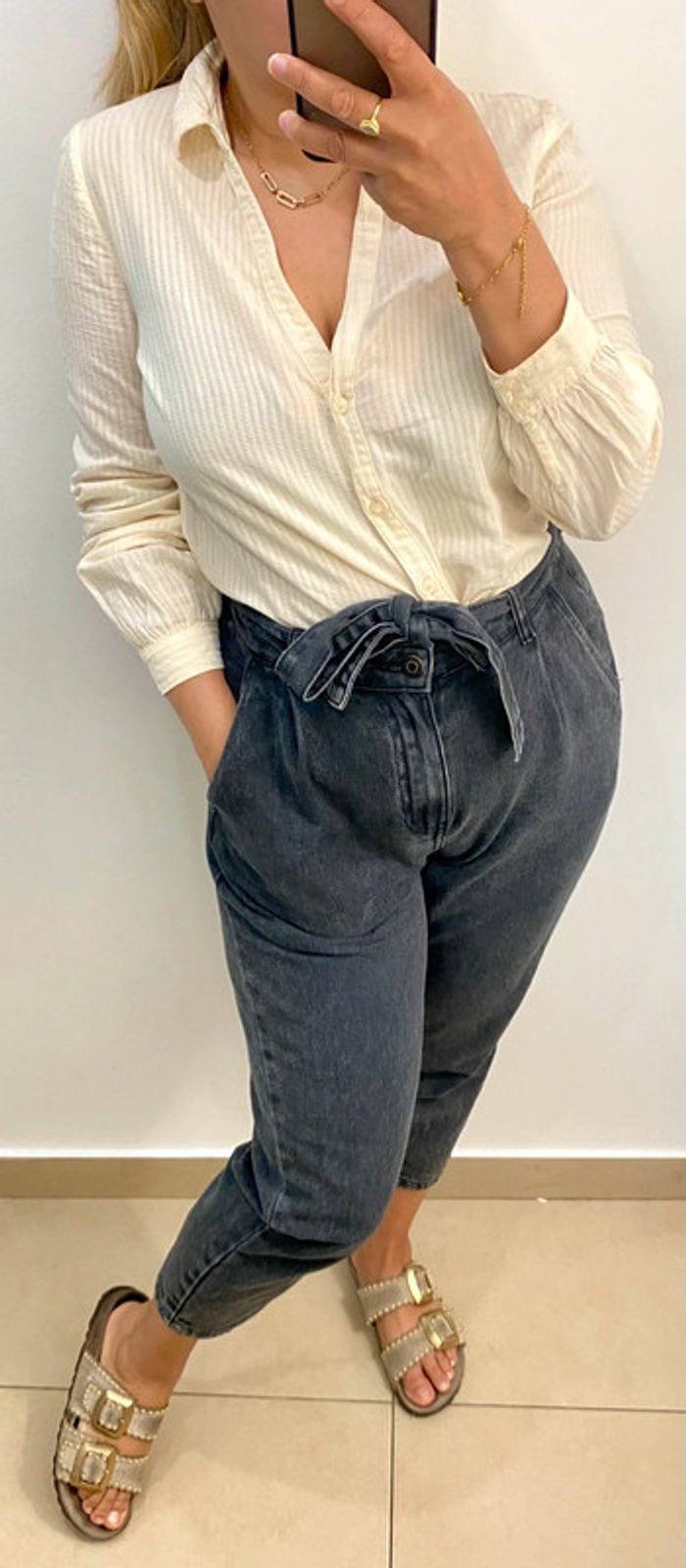 Chemise crème Mango Taille M - photo numéro 5