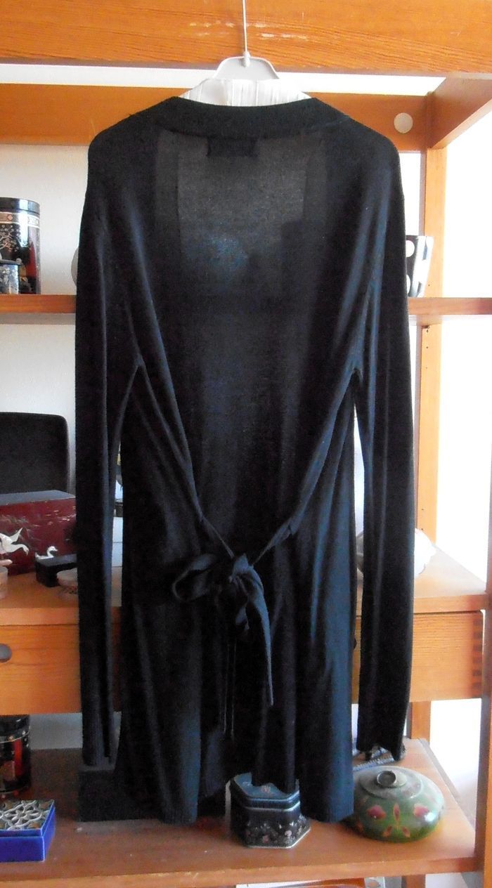 Gilet long noir femme, By Laetitia, taille S 36, cardigan - photo numéro 5