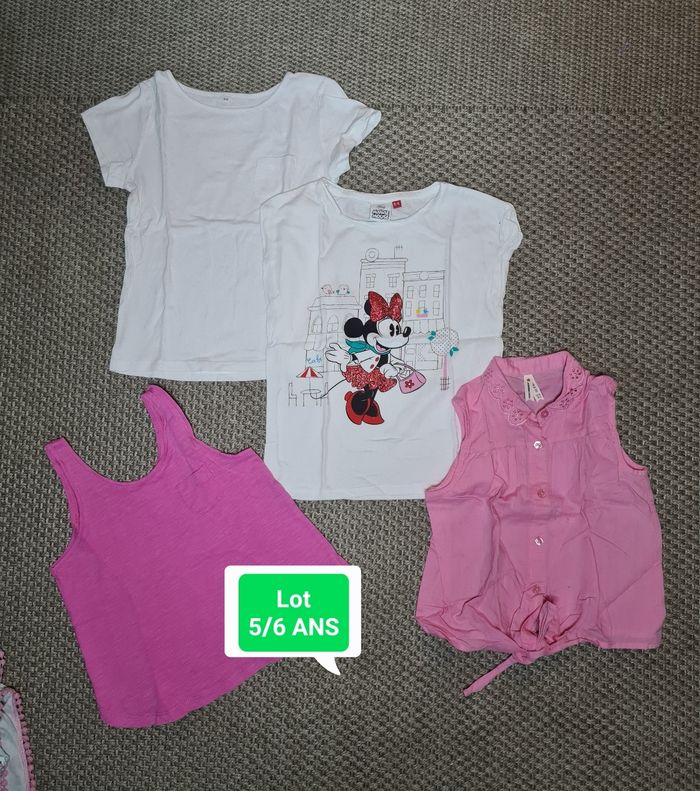 Lot de 4 t-shirts manches courtes fille - 5/6ans