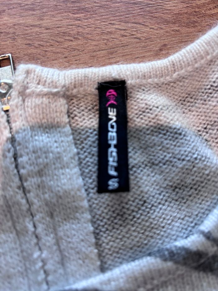 Pull femme gris et blanc motif zèbre taille s - photo numéro 4