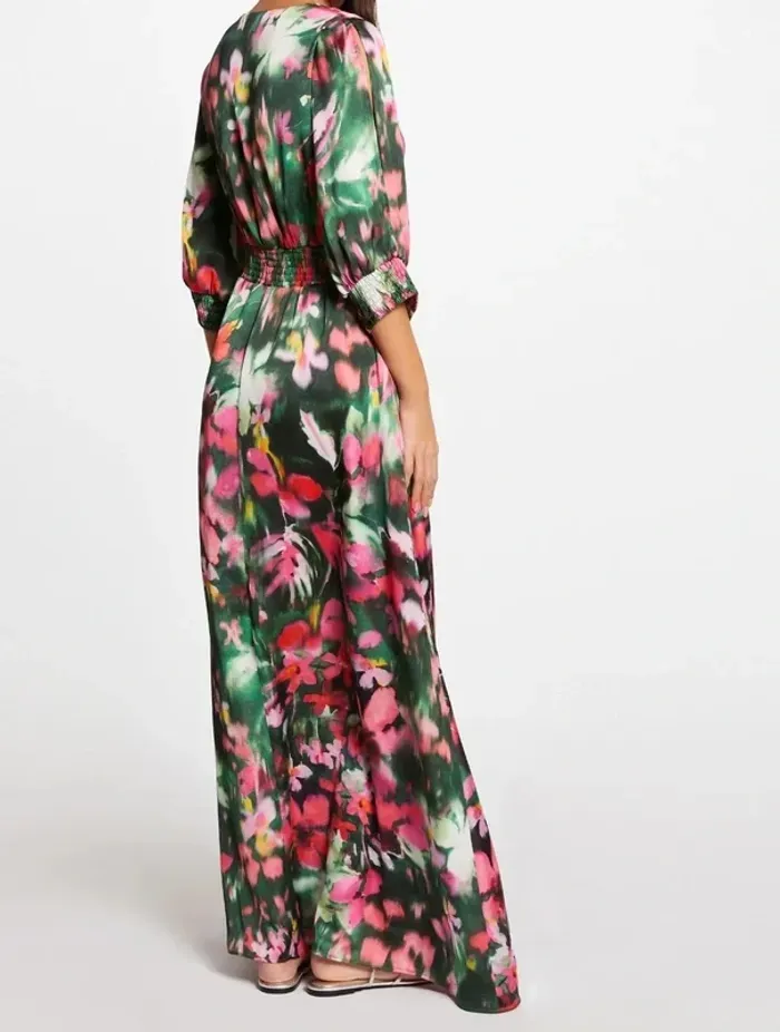 Robe longue vert multicolore, taille 36, Morgan - photo numéro 4