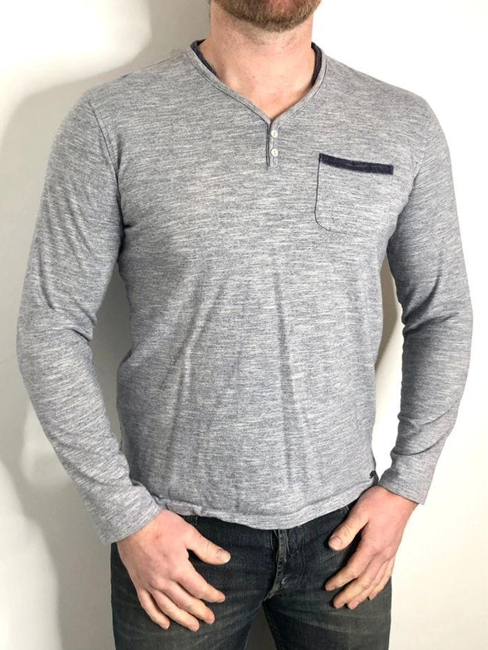 T-shirt manches longues bleu chiné Lee Cooper taille XL