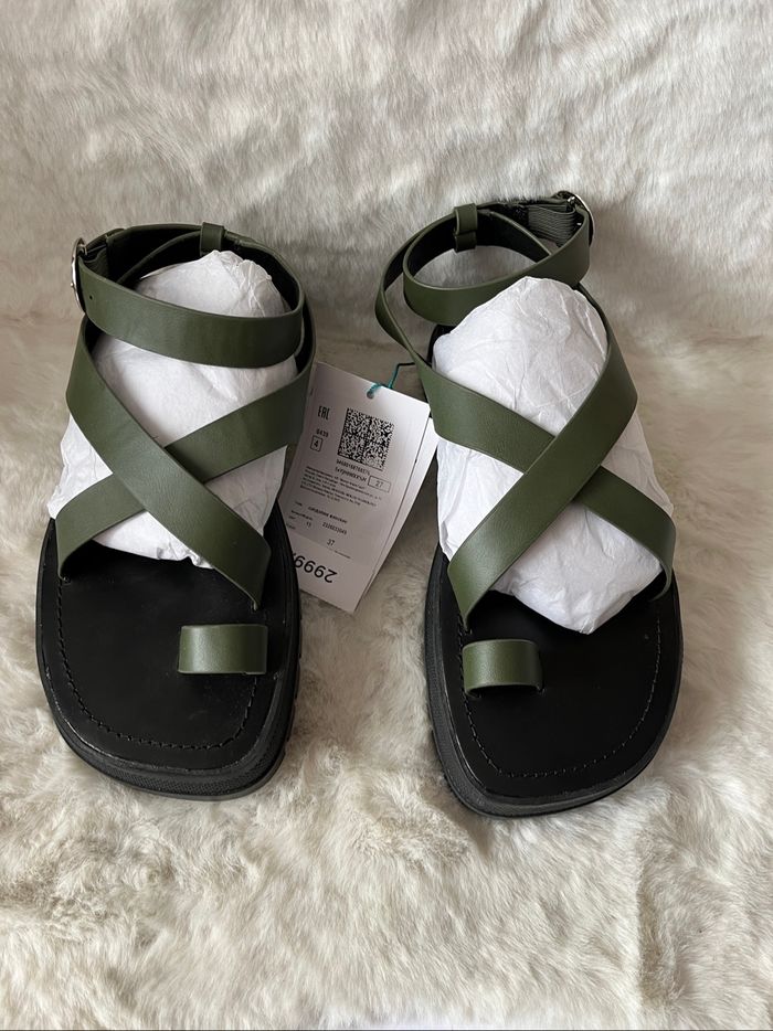 Sandales noire et vert olive, kaki Befree pointure 37 - photo numéro 3