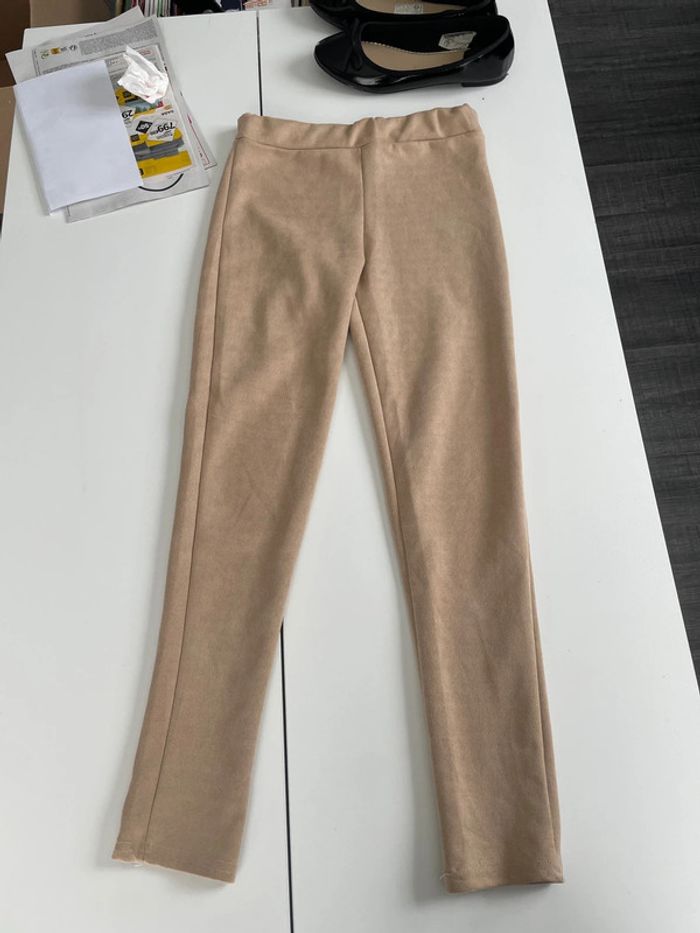 Pantalon velours beige style leggins taille 14 ans