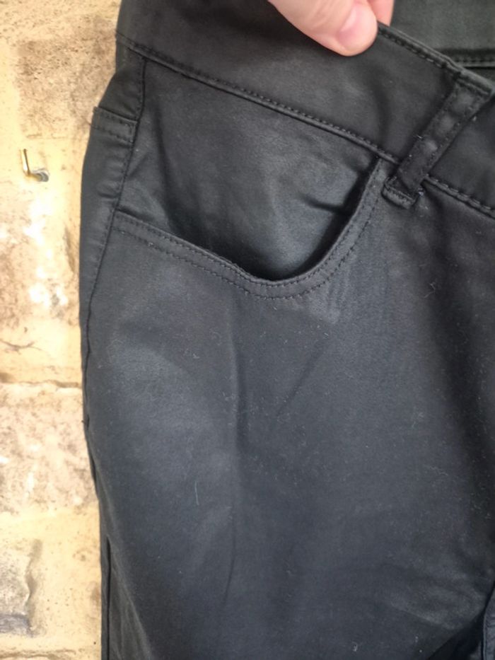 Pantalon slim effet enduit noir taille haute kiabi taille 50 - photo numéro 4