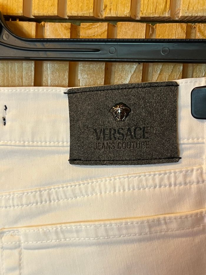 jean femme Versace Jeans Couture blanc, légèrement évasée (bootcut) - photo numéro 8