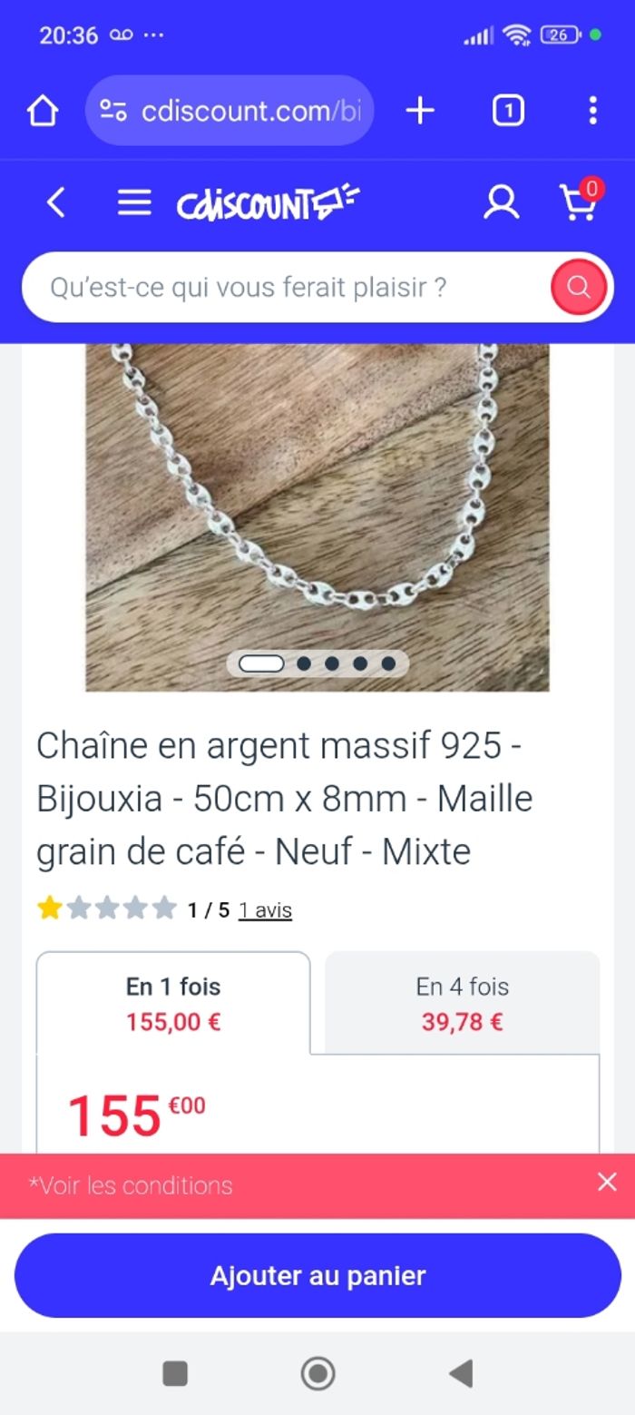 Collier argent massif 925 mixte - photo numéro 2