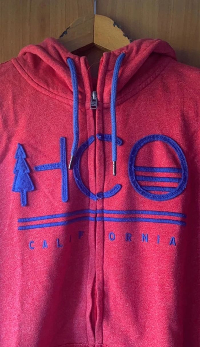 Pull à capuche Hollister rouge M - photo numéro 2