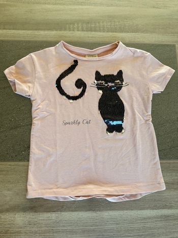 T-shirt chat avec sequins réversibles