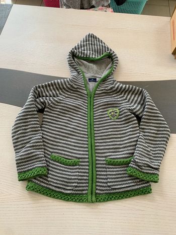 Gilet à capuche rayé gris  vert 7 ans Sergent Major