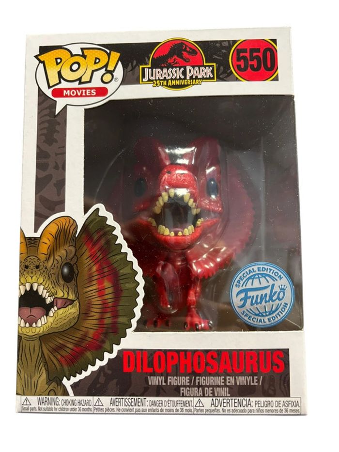 Figurine Funko Pop Jurassic Park 25th anniversary Dilophosaurus Red Spécial Édition 550 neuf