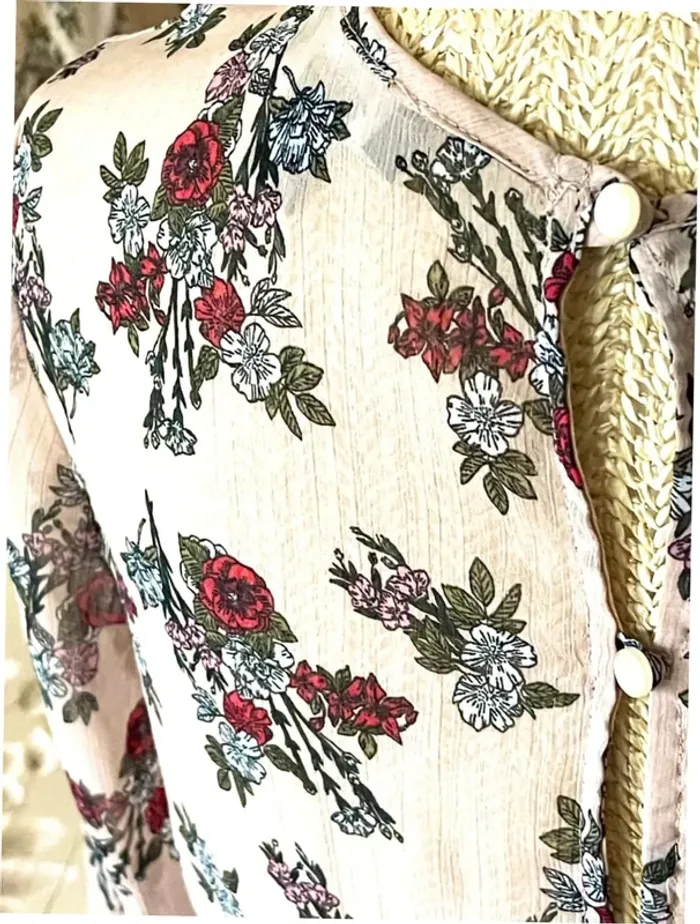 Sublime blouse chemise fluide chic fluide Haut Transparent Floral - photo numéro 13