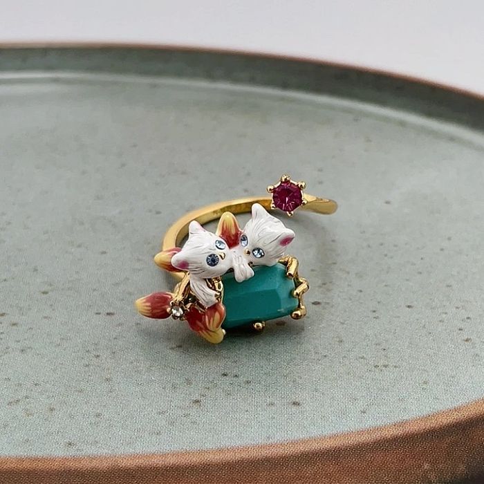 Bague chat ajustable