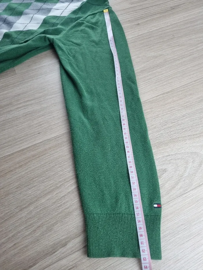 Pull a col V vert/gris Cachemire Tommy Hilfiger Homme Taille XL - photo numéro 4