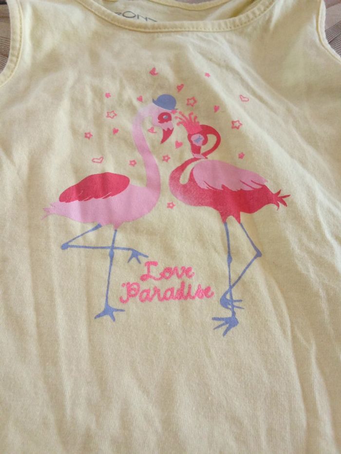 Débardeur jaune motif flamant rose bronzini 4 ans - photo numéro 4