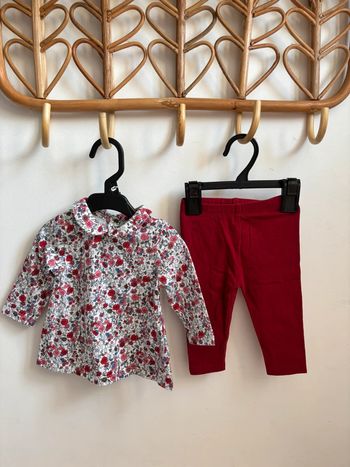 Ensemble fleuri rouge 6 mois