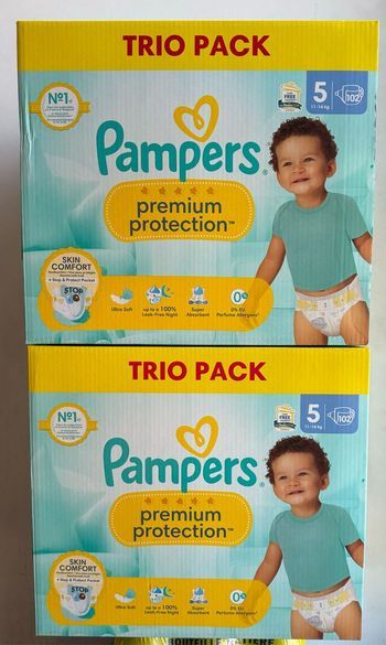 204 couches Pampers premium taille 5