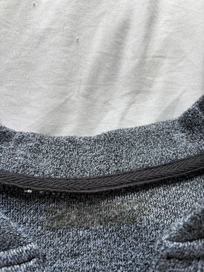 Pull gris noir chine début 2000 y2k homme col V bouton coton taille M - photo numéro 3