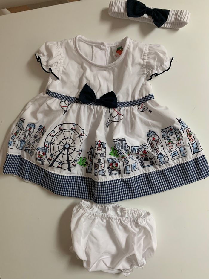 Adorable tenue 3 pieces comme neuve 3 mois robe bloomer bandeau