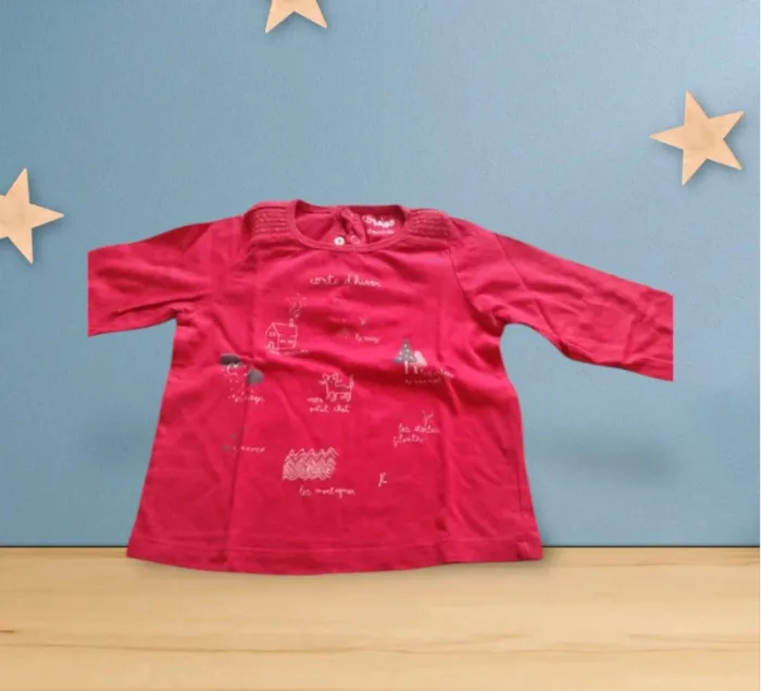 Tee-shirt fille manches longues 12 mois kimbaloo - photo numéro 2