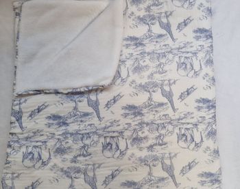 Couverture bebe safari 90x90 bleu