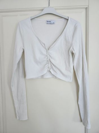 Top court manches longues Bershka taille M blanc