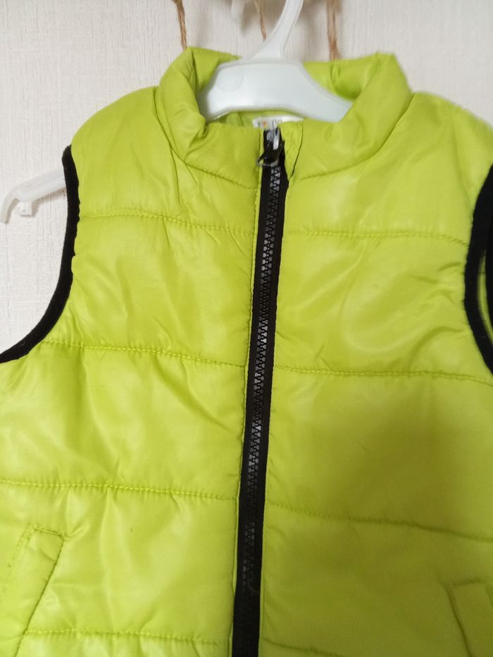 Veste, doudoune sans manches garçon, vert  anis, jaune,  kitchoun 18 mois, mi saison, - photo numéro 3