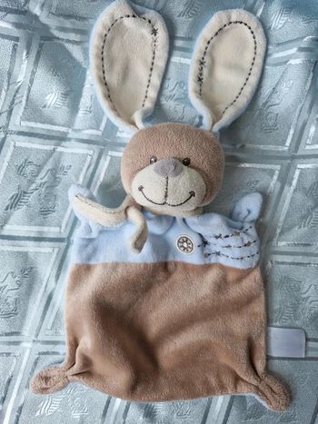 Doudou plat Lapin bleu nicotoy